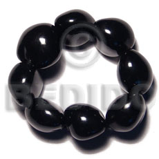 elastic 9 pcs. black kukui nuts bracelet - Home