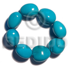elastic 9 pcs. kukui nuts  bracelet / bright blue - Home