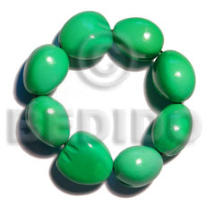 elastic 9 pcs. kukui nuts  bracelet / lime green - Home