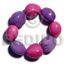 elastic 8 pcs. kukui nuts  bracelet / pink & lavender combination - Home