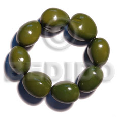 elastic 9 pcs. kukui nuts  bracelet / olive green - Home