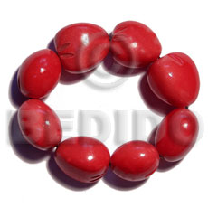 elastic 9 pcs. kukui nuts  bracelet / light red - Home