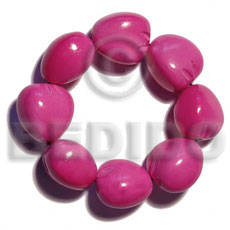 elastic 9 pcs. kukui nuts  bracelet / pink - Home