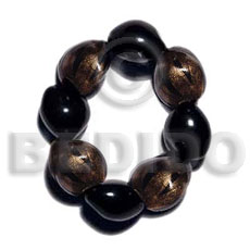 elastic 8 pcs. kukui nuts black &  marble gold combination - Home