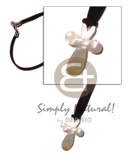 35mm cross MOP on leather thong - Home