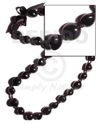 black kukui nuts ribbon lei ( lumbang -  32 pcs. ) - Home