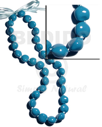 lei / kukui seeds in bright blue color - 32 pcs/ 34 in.adjustable - Home