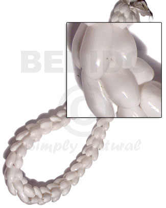 beaded white bubbleshells / 28"   adjustable ribbon maximum length of 50in - Home