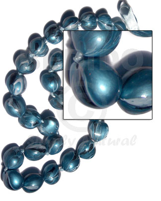 kukui nuts / marbleized metallic aqua blue / 32 pcs. / in matching adjustable ribbon  the maximum length of 54in / kk057 - Home