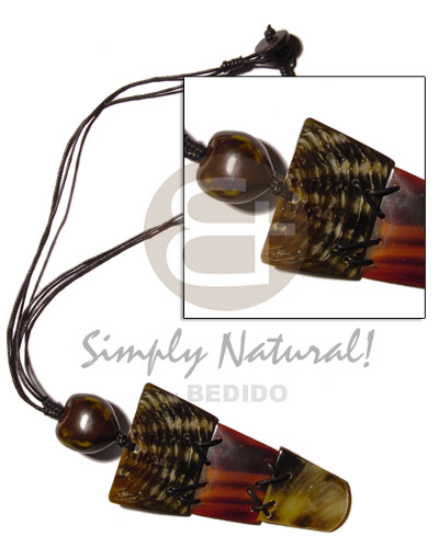 3 shells/blacklip  skin w=50mmx40mmx h=30mm/blacktab w=30mmx20mm  h=17mm / brownlip tiger w=20mmx18mm h=20mm  wax cord pendant & kukui nut accent on wax cord - Home