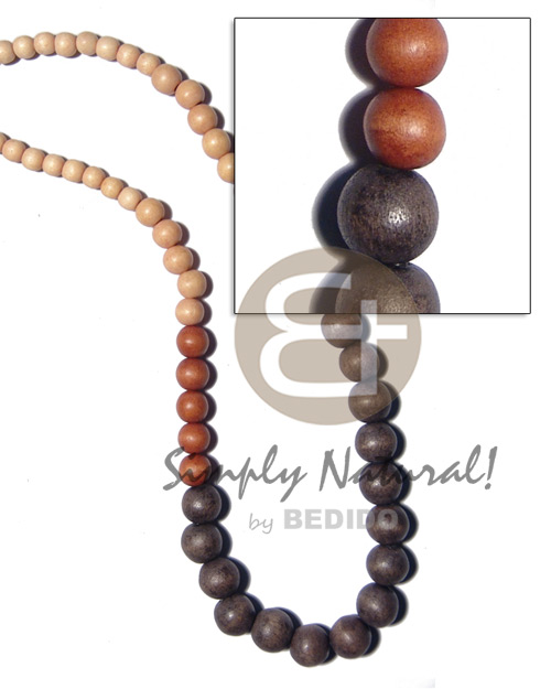 graduated nat. wood beads in earth tones / 30 in. - Home