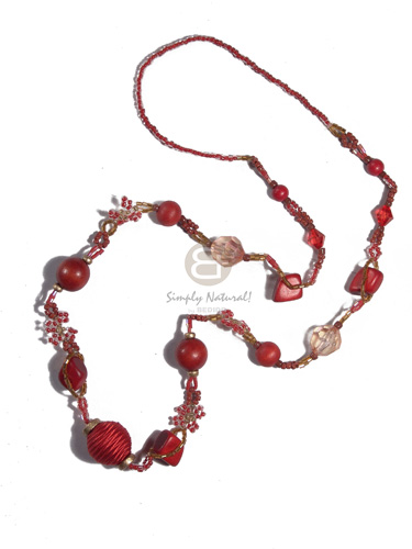 asstd red glass beads  gold cut beads combination and deep red 20mm round and nuggets wood beads  crystal accent  gold 4-5mm coco Pokalet combination / 32in - Home