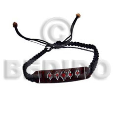 black macrame black tab shell id bracelet  painted design - Home