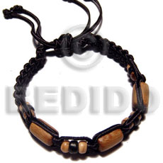 tube wood beads in macrame satin cord - Home