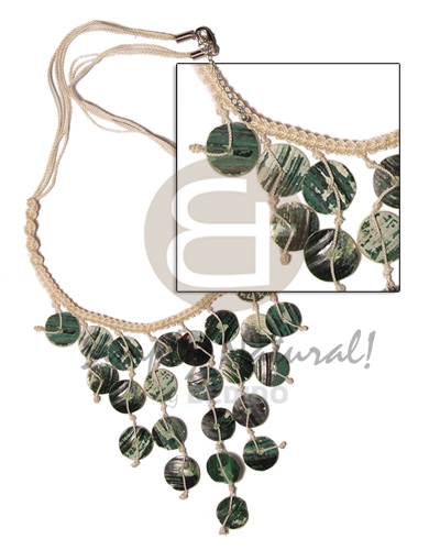 macrame cleopatra  10mm round green shells - Home