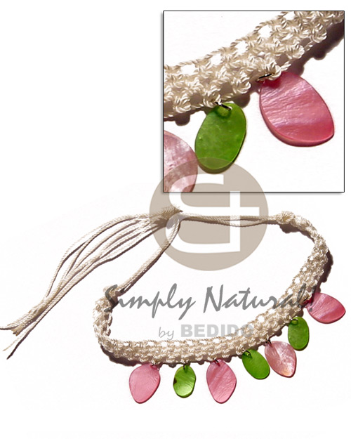 macrame choker  dangling multicolored hammershell charms - Home