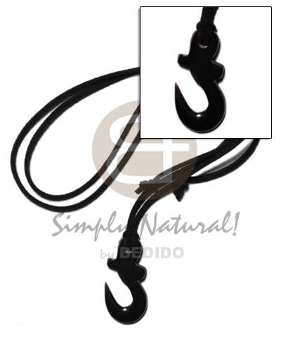 40mm black celtic carabao horn anchor on adjustable leather thong - Home