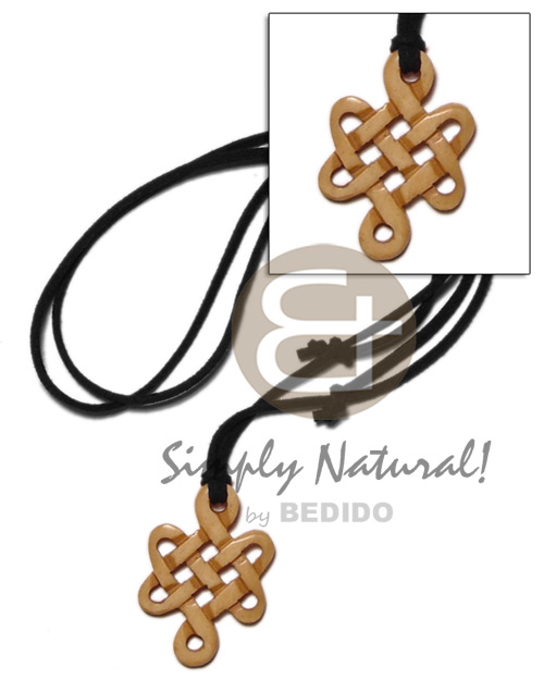 celtic knot antique carabao natural bone 40mm on adjustable leather thong - Home