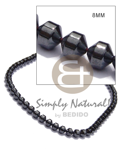 hematite / silvery & shiny opaque stone / double cone 8mm in magic wire - Home