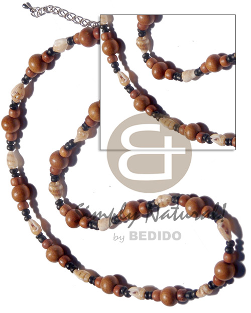 10mm round bayong wood beads  matching 4-5mm coco Pokalet, nassa tiger and black 2-3mm coco Pokalet. combination - Home