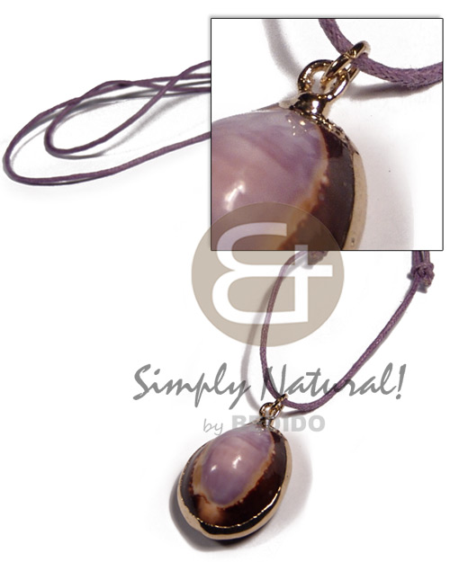 caput shell  in lavender wax cord / cypria sertintis (approx.  30mm - varying natural sizes ) molten gold metal series /  attached jump rings / electroplated / st-75 / adjustable - Home