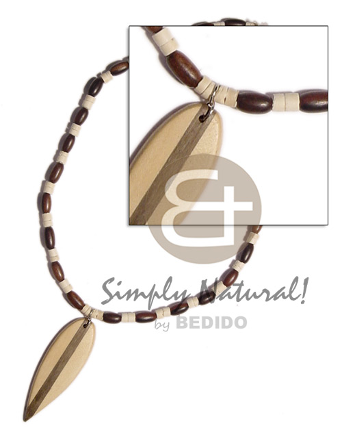 wood ricebeads & 2-3mm coco heishe  surfboard wood pendant - Home