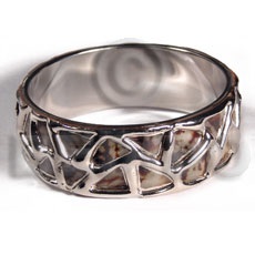 limpet  shell  in 1 inch  stainless metal / 65mm in diameter / molten silver metal series / electroplated / sr-bc-02 - Shell Bangles
