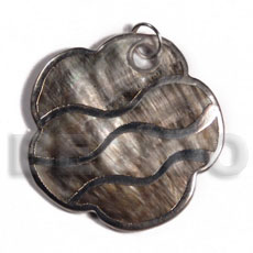 blacklip  40mm / molten silver metal series /  attached jump rings / electroplated / 19-097 - Shell Pendant