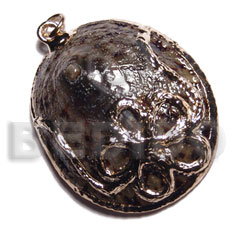 limpet / 40mmx35mm / molten gold metal series /  attached jump ring / electroplated / 19-004 - Shell Pendant