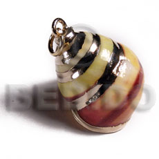 yellow shell / molten gold metal series /  attached jump ring / electroplated / st-98 - Shell Pendant