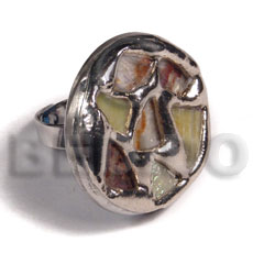 MOP  skin /  round 30mm / adjustable ring/  molten silver metal series / electroplated / sr-r-04 - Home