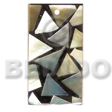 flat rectangle 15mmx30mm black resin  laminated MOP chips - Shell Pendant