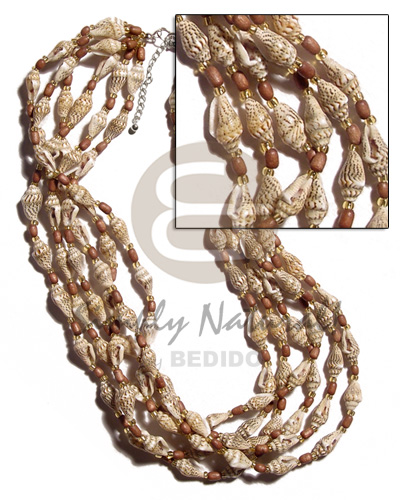 6 layer nassa tiger  rice wood beads & glass beads combination - Home