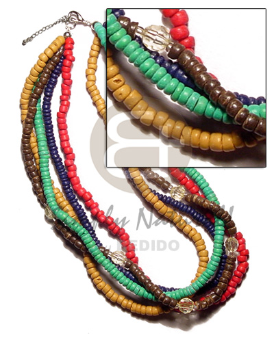 5 layers 4-5mm coco Pokalet. red/navy blue/mustard/light green/nat. brown combination - Home