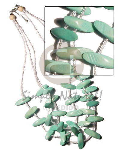 3 layers mint green slidecut nat. wood  glass beads combination - Home