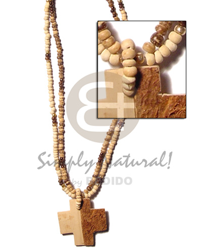 2 rows coco pokalet nat/tiger.beads coco two face cross pendant 34mm - Home