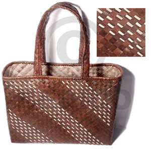 brown banig beach bag  l=14 in. w= 10 in. base = 5.5 in. - Home