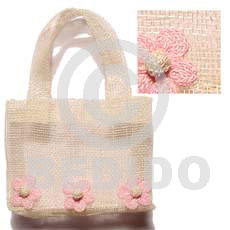 sinamay handbag  3 flowers   l=4.5 in. w= 3.5 in. base = 1.5 in. - Home