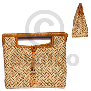 pandan banggay bag/ small/ 8x4x7 in.  mahogany tassles accent - Home