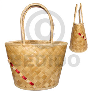 pandan bandihado/ medium/ 10x16 1/2x9 in/ handle 6 1/2 in  satin ribbon & coco flower, white clam accent - Home