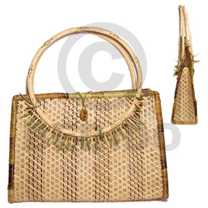nito with bamboo with lining/ medium/ 11 1/2x3 1/2x 8 in/ handle 8 in.  coco indian stick accent - Home