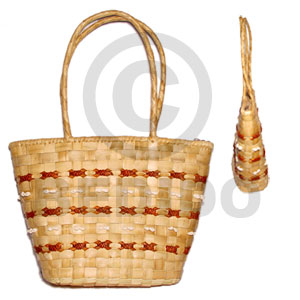 pandan flat weave with centipede/ 9x4x9 1/2 in. / handle 8 in.  nassa shell accent - Home