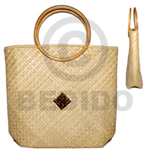pandan with rattan handle/ 14+5 x 4 x 13 in. / handle 4 in. - Home