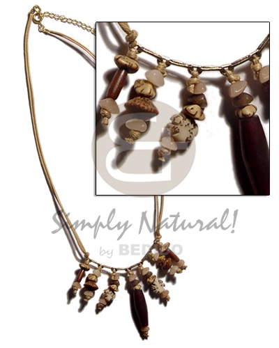 dangling asstd. buri seeds  wood beads in double wax cord - Home