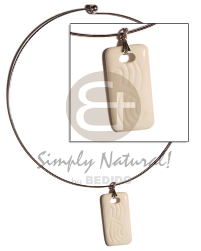 35mmx20mm bone ( like ivory) dog tag  groove pendant in hoop ring necklace - Home