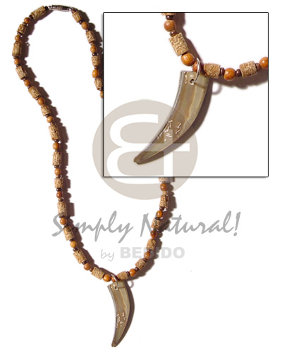 mahogany cylinders  wood beads combination & paua abalong fangs - Home