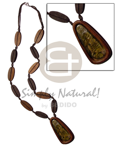 50mm  blacklip inlaid in wood in glass beads & flat wood combination - Home