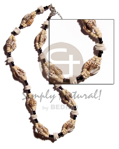 nassa tiger  white rose, 2-3mm coco Pokalet. bleach & glass beads combination - Home