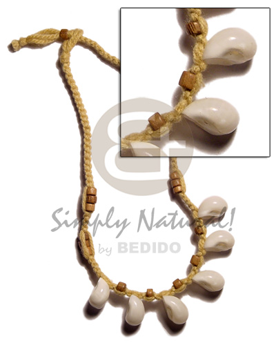 bubble shell in macrame  wood beads accent - Home