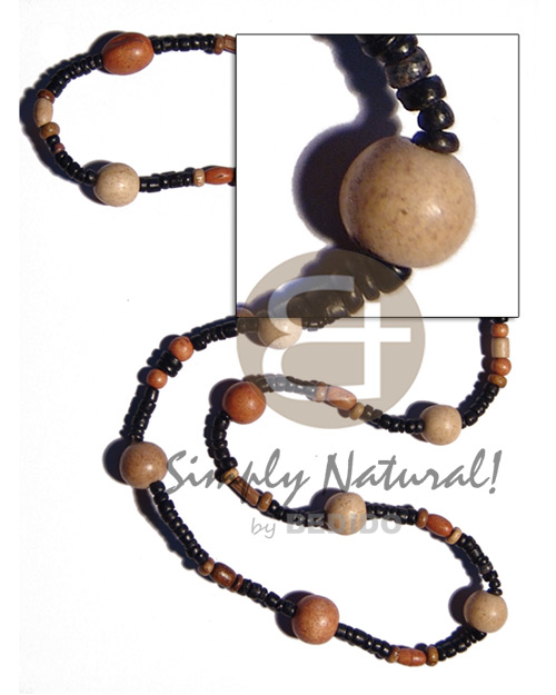 "kalandrakas"- asstd. wood beads per necklace when ordered in 4-5mm coco pokalet black neckline / 36 in - Home